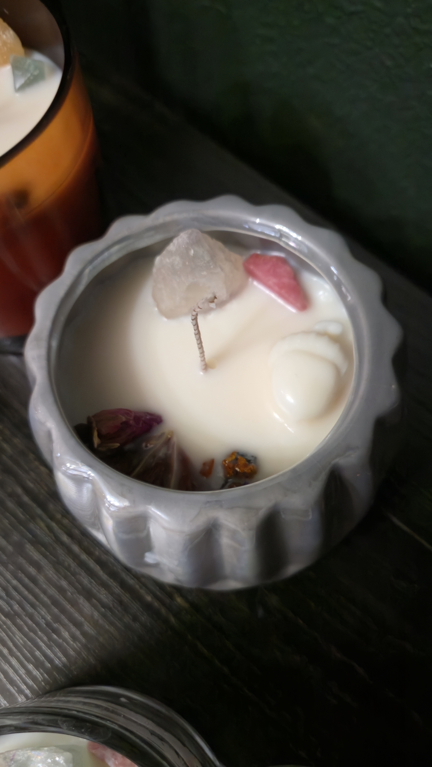 Flannel Candle- Grey Fluted 10oz